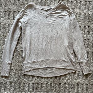 Athleta Beige V-Neck Long Sleeve Tee
